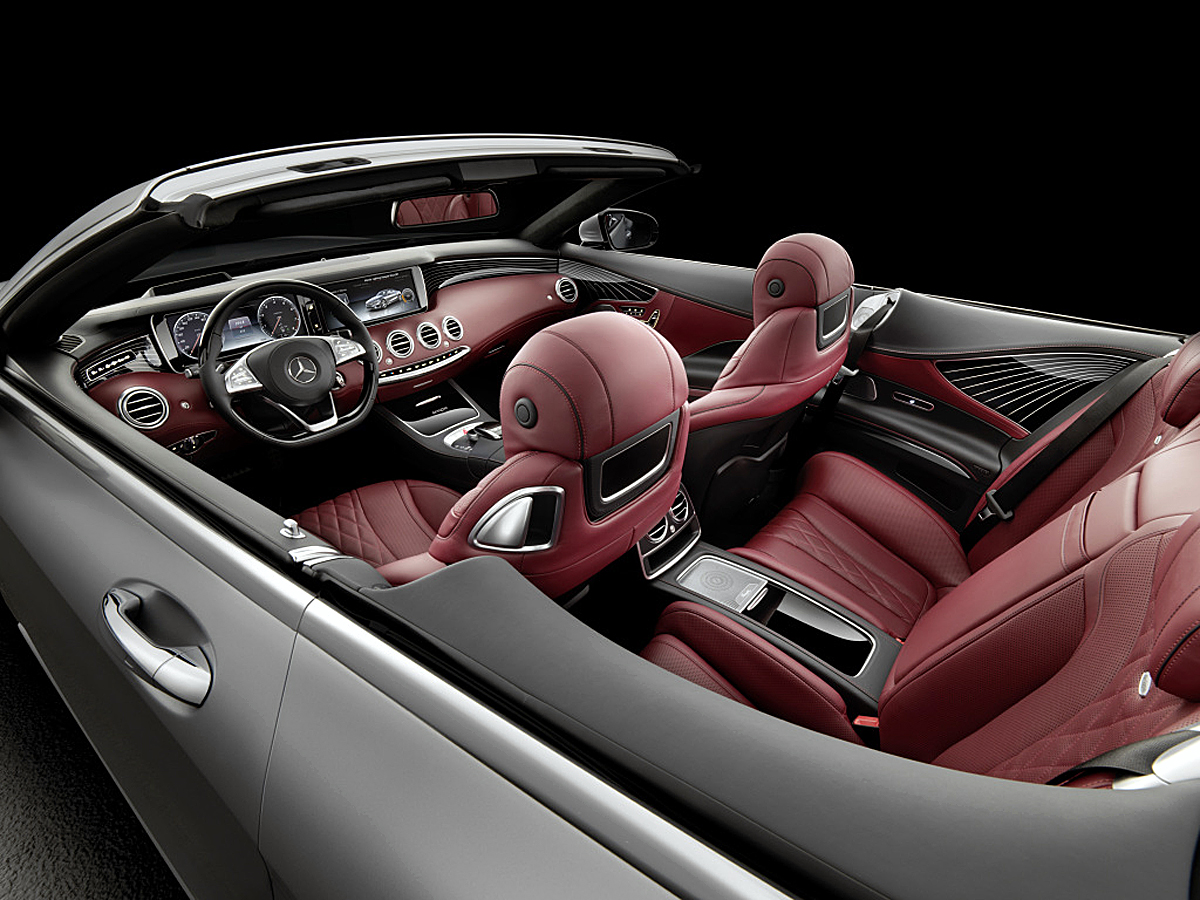 Mercedes-Benz S-Klasse Cabrio, S 500 mit AMG-Line, Alanitgrau magno, Leder bengalrot/schwarz 〜 画像2