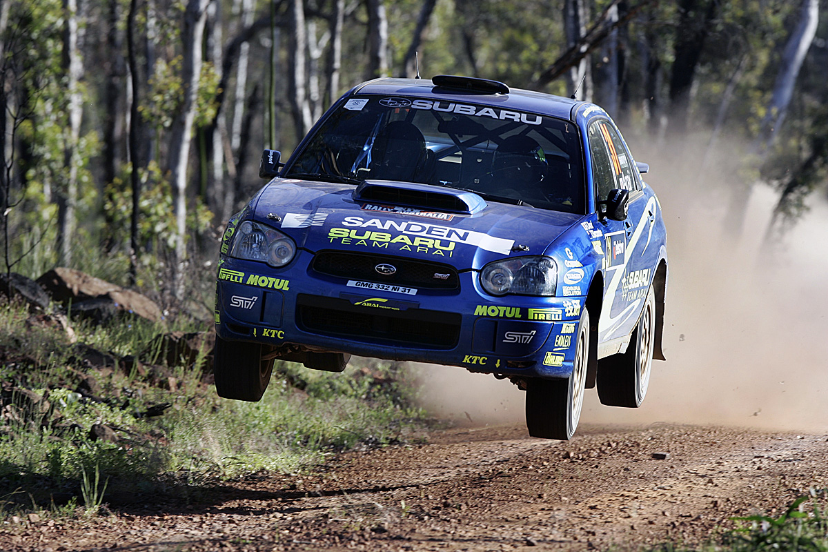Subaru PWRC driver Toshi Arai in action on SS8 during leg one, Telstra Rally Australia 2005. 〜 画像9