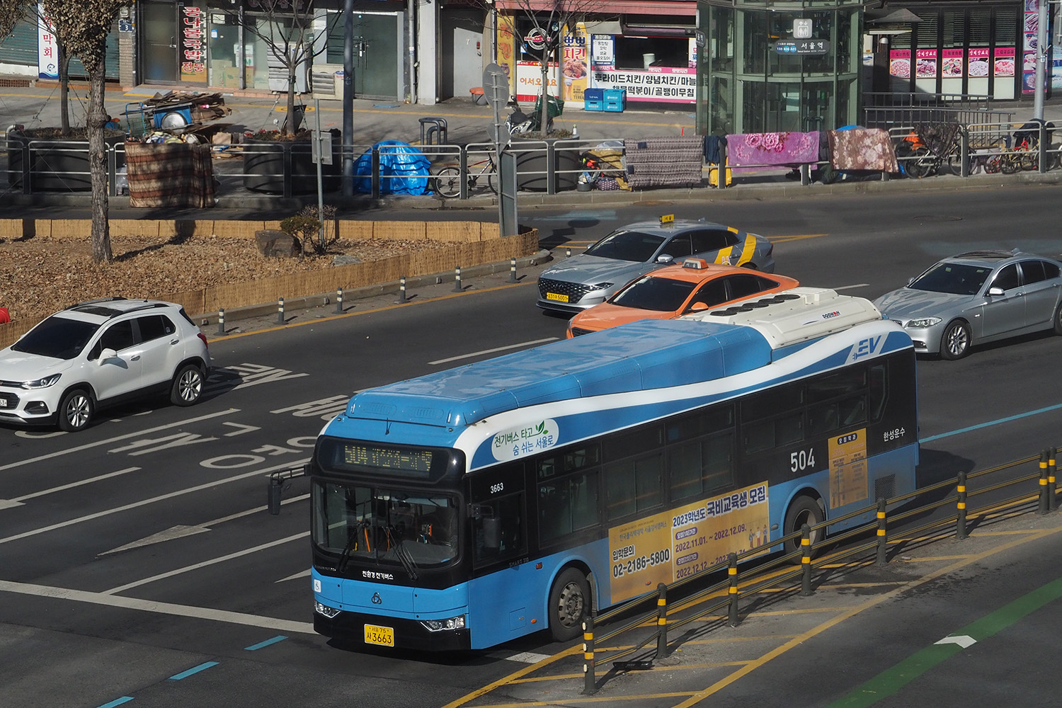 ソウル市内を走行する中国製EVバス 〜 画像6