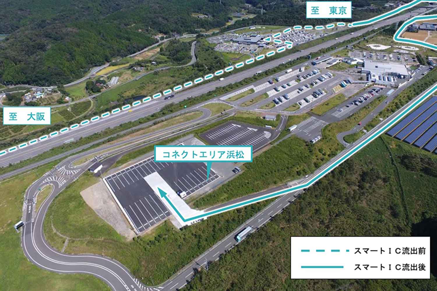 新東名高速道路の浜松SAの中継物流拠点である「コネクトエリア浜松」