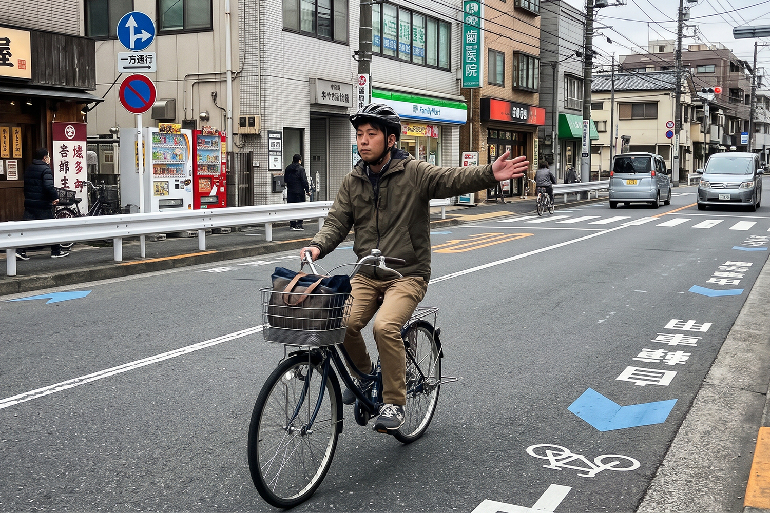 ハンドサインを出す自転車のイメージ